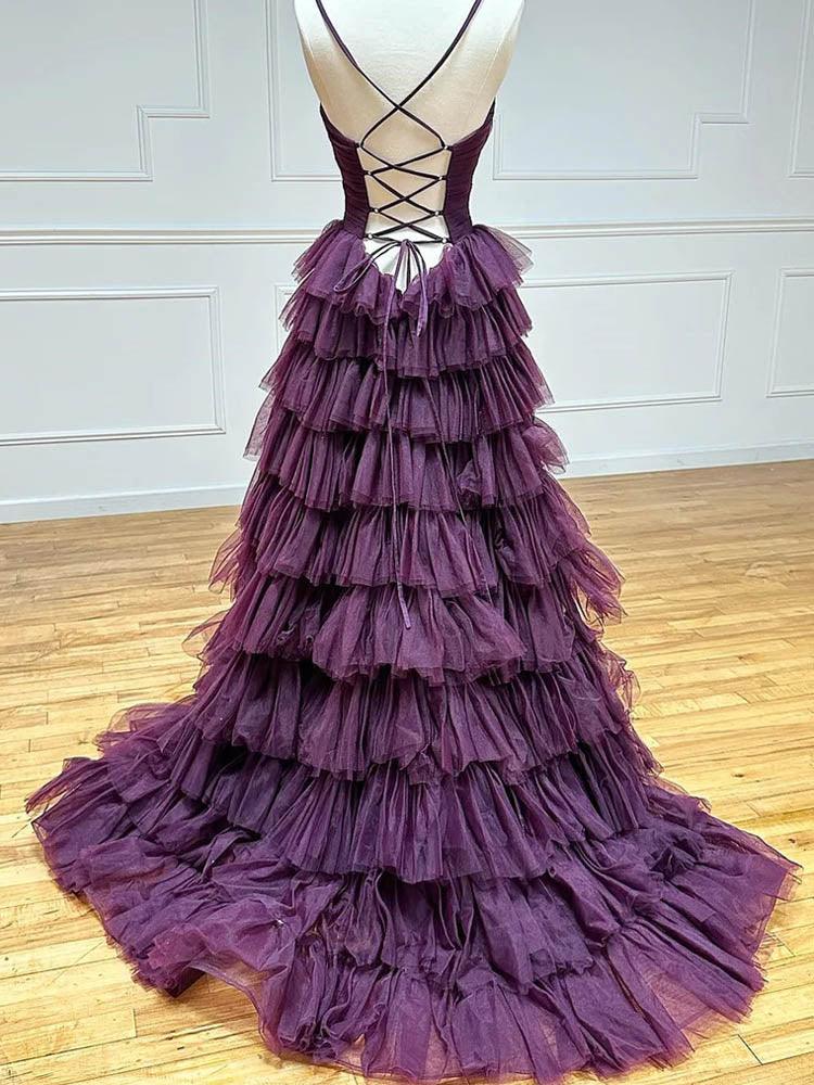 Maxi Dresses/Purple Tulle Evening Gown For Women Formal Prom