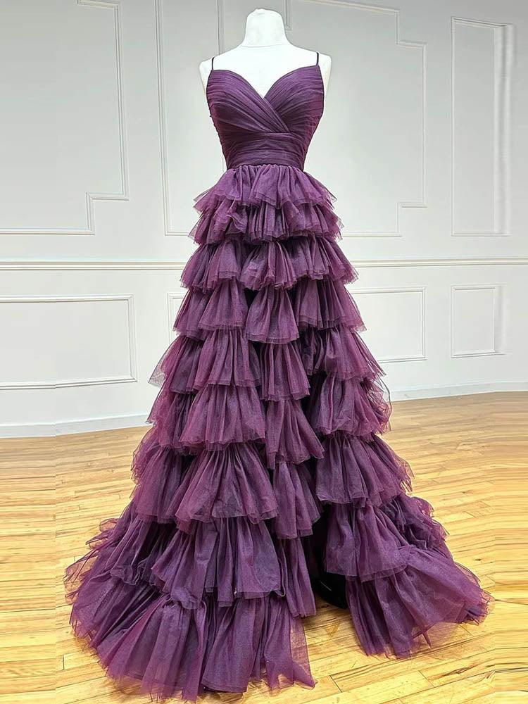 Maxi Dresses/Purple Tulle Evening Gown For Women Formal Prom