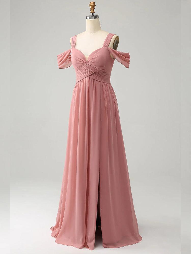 Pink Maxi Dress A-line Chiffon Sheath Ball Gown