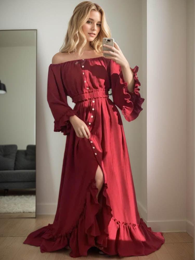 boho maternity dress Long Sleeve Linen Dress