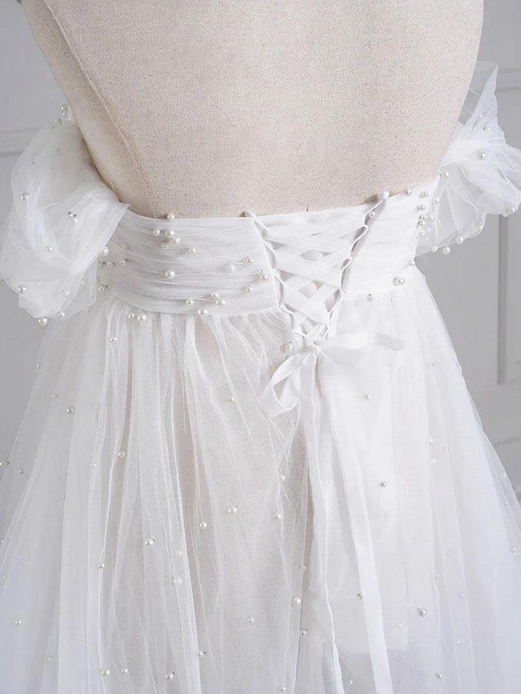 Pearl Maternity Dress /Long Tulle Maternity Dress White Maternity Dress Baby Shower Dress Photo Props