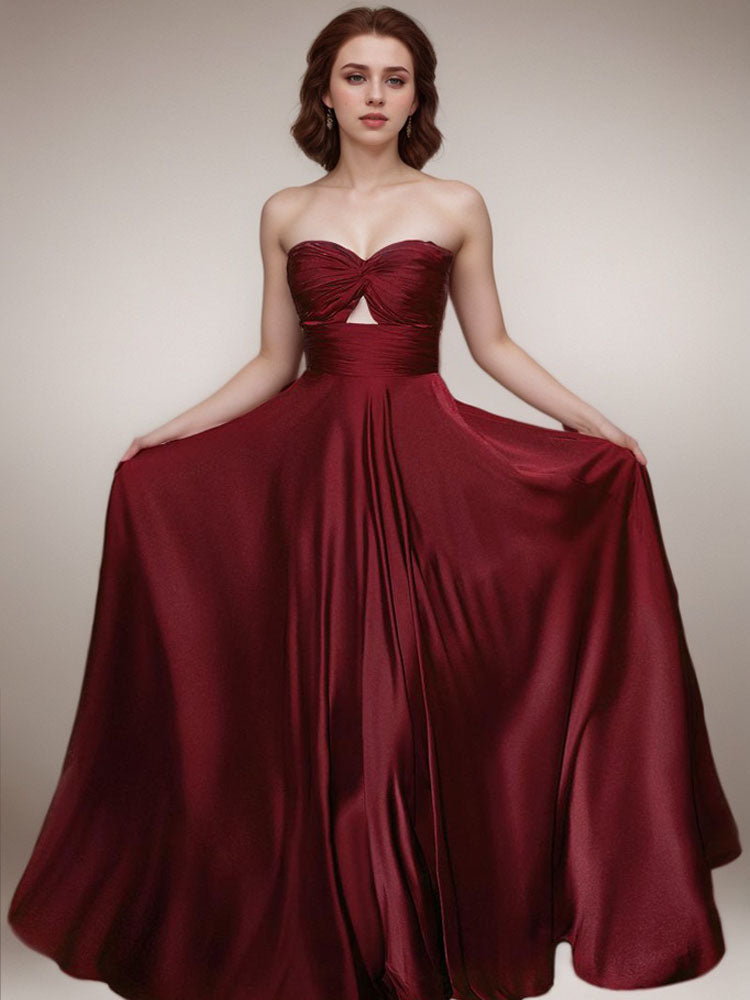 Wedding Dress Ball Gown Satin Women's Long Dress With Cutout Design