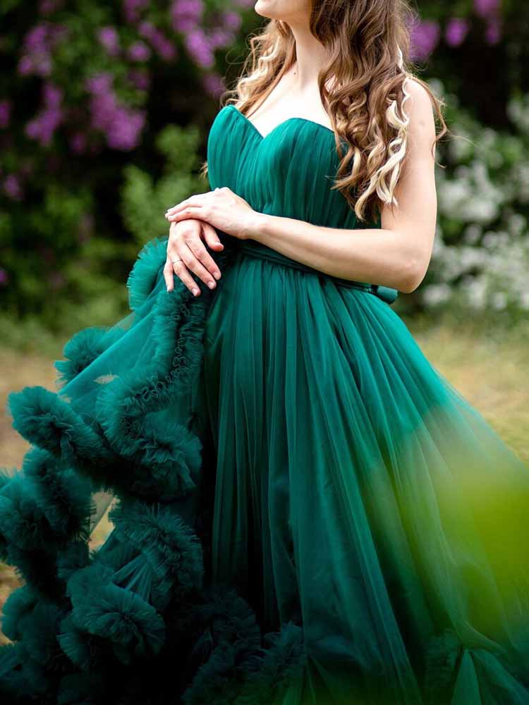 Maternity Evening Wear Dresses Tulle Maternity Dress Suitable For Photo Shoots Ruffled Photography dress