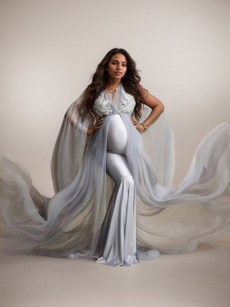 Satin Maternity Dress Tulle Mermaid Photography Dress