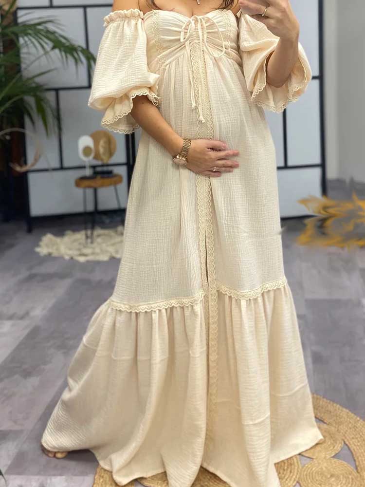 Boho Dresses For Women Long Sleeve Cotton Dress For Pregnant Women