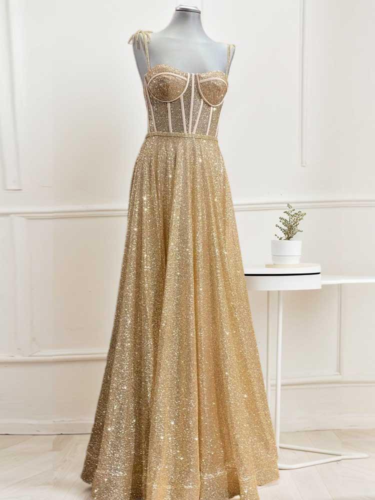 gold dress split maxi skirt  cocktail party dress