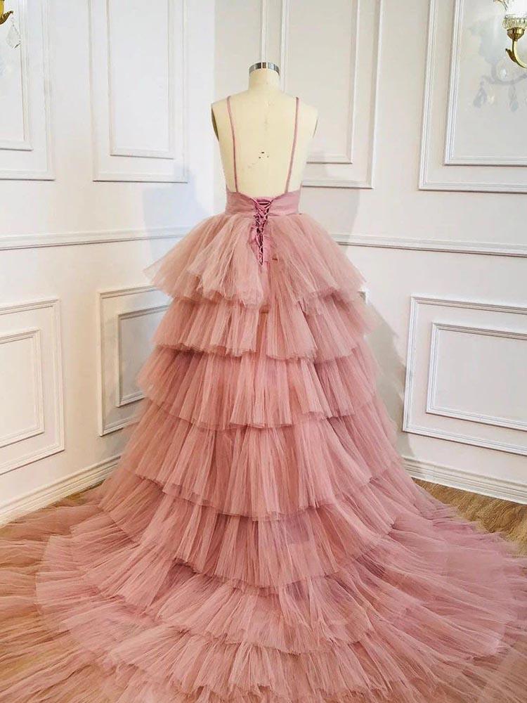 Pink Tulle Dress A-line Spaghetti Strap Ball Gown Perfect For Photoshoots