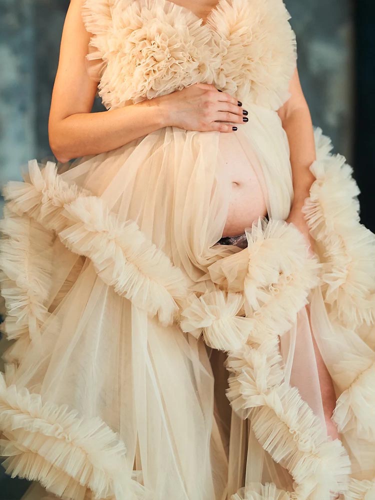 Fluffy Tulle Maternity Dress Deep V neck Cloud Dress Maternity Dress Photoshoot Dress