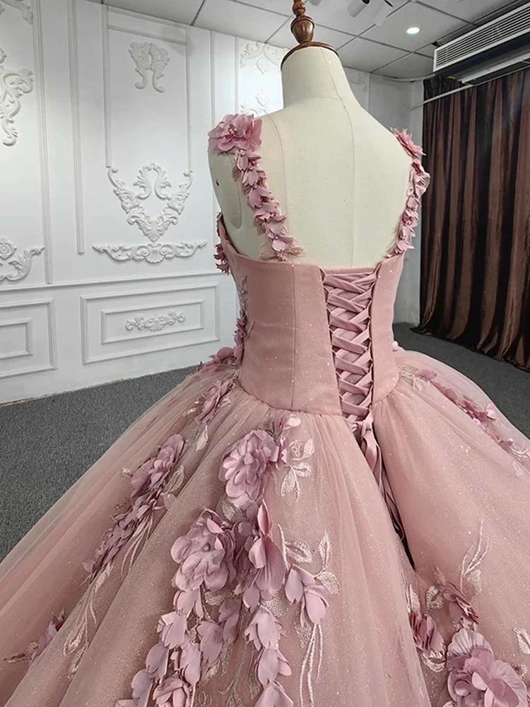 corset tulle dress Sexy 3D Flower Ball Gown