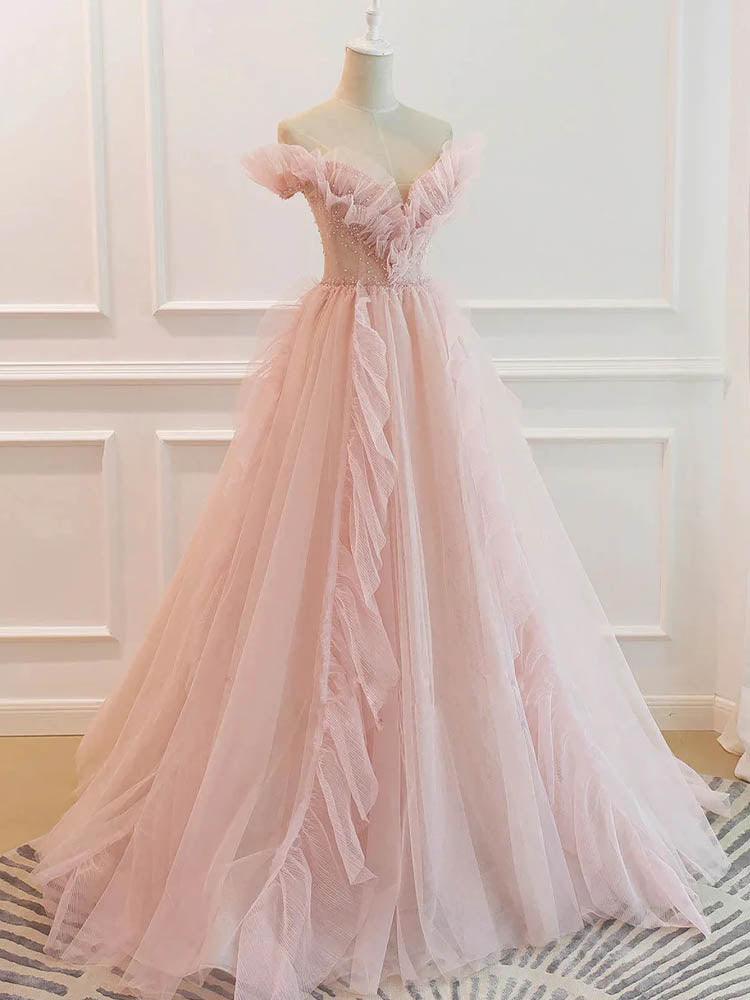 Tulle V-neck corset long ball gown photo shoot dress