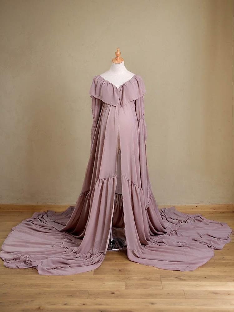 long sleeve long maternity dress chiffon maternity dress for photoshoot