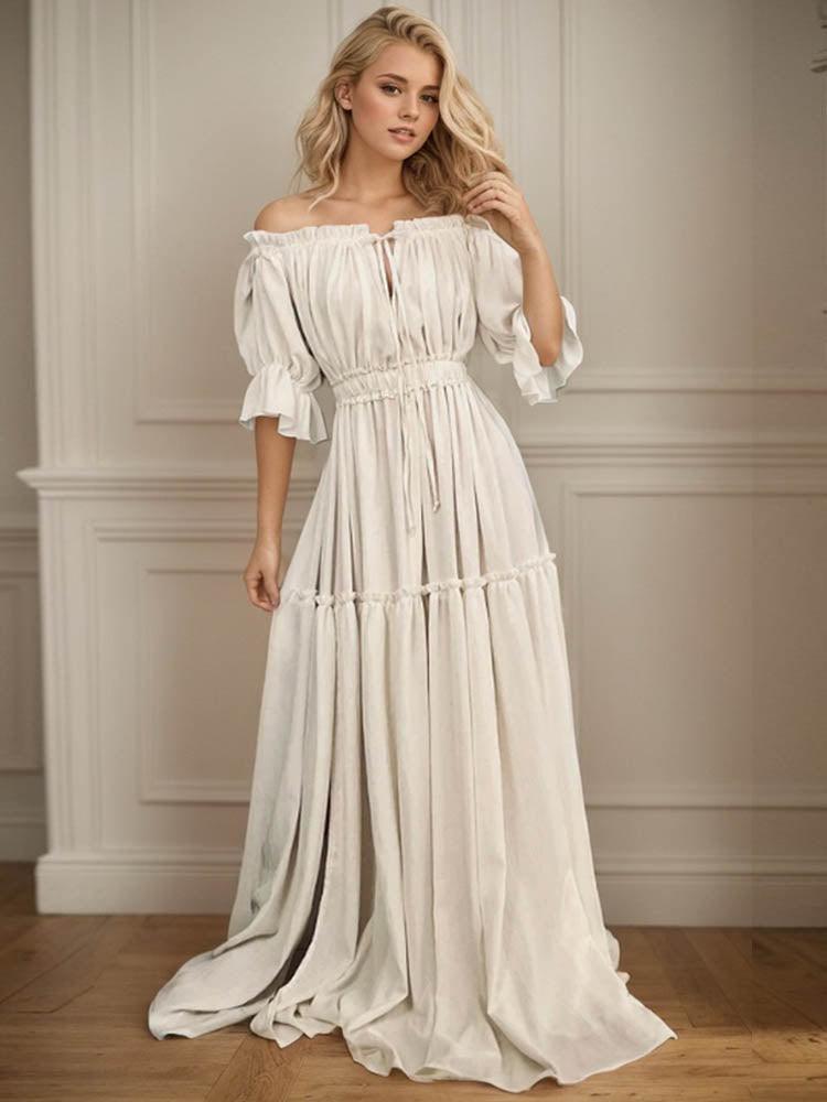 boho white maternity dress  linen Maternity robe