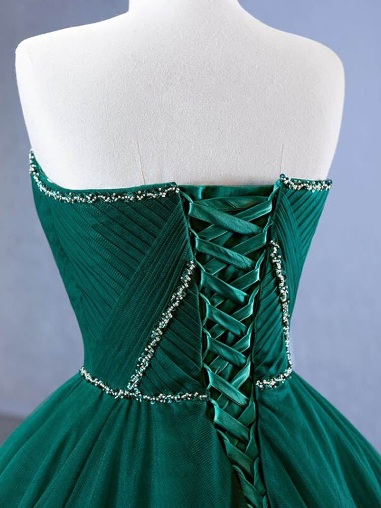 Emerald Green Quinceanera Dresses Off-The-Shoulder Tiered Ruffle Ball Gown