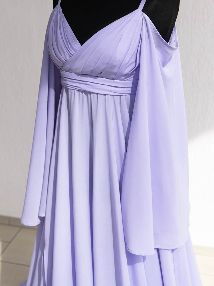 Chiffon Maternity Dress lMaternity Dress For Photoshoot With Long Sleeves In Lavender