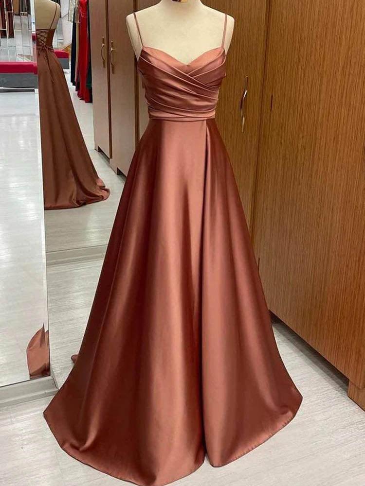 Brown Satin Dress /Cowl Neck Midi Dress