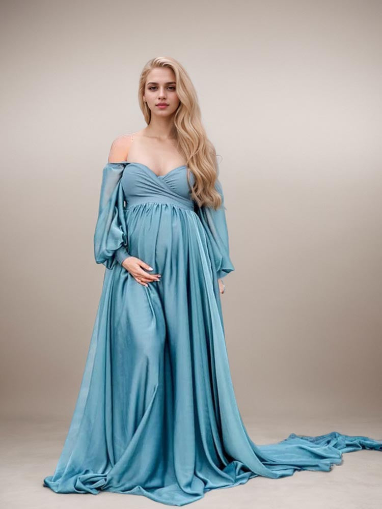 Blue Maternity Dresses For Baby Shower Maternity Midi Dress