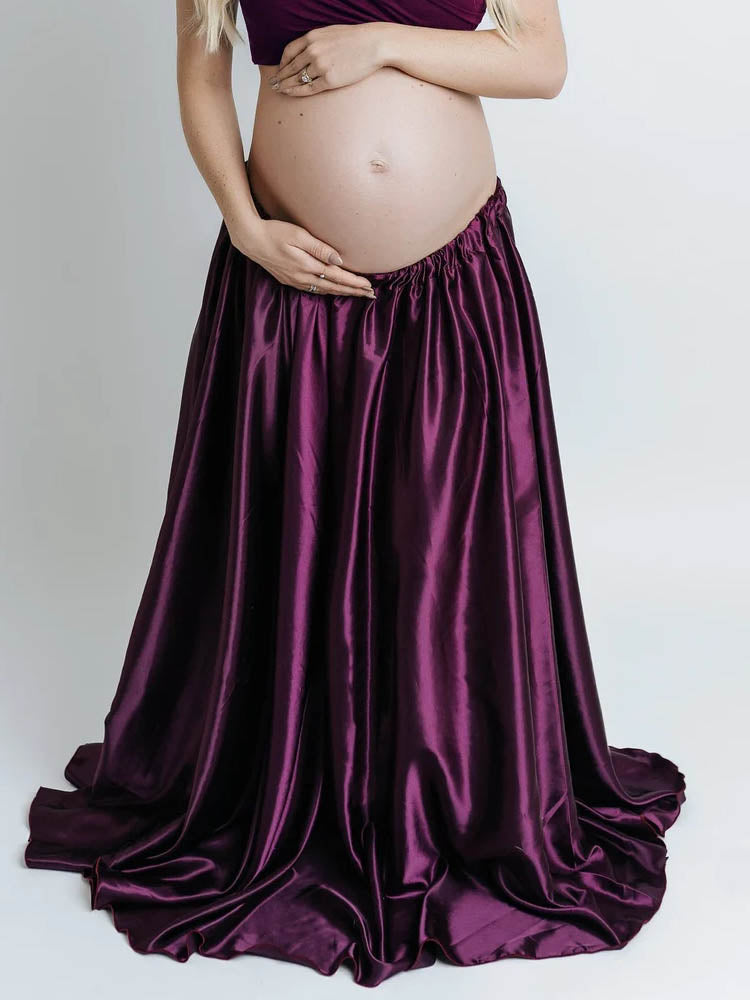 Two Piece Maternity Dress Purple Maternity Clothes For Photo Shoot