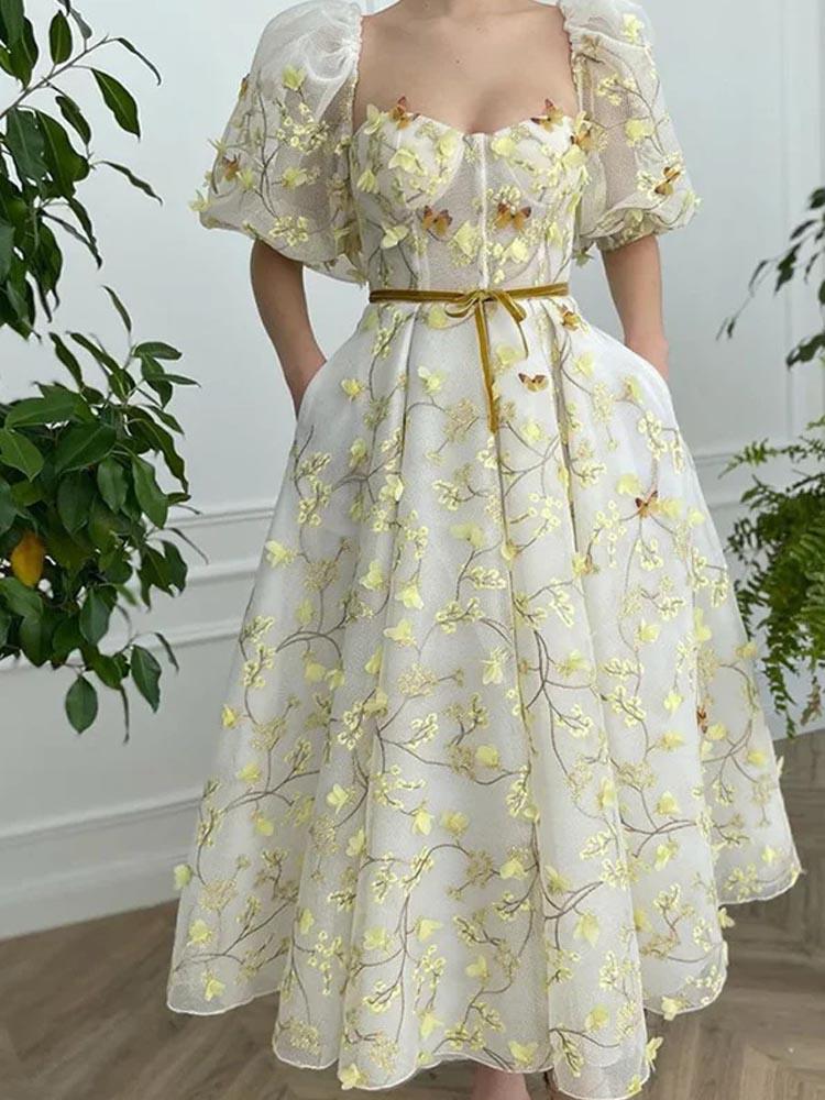 Dress Up Tea Party/ Puff Sleeve Dress with Belt