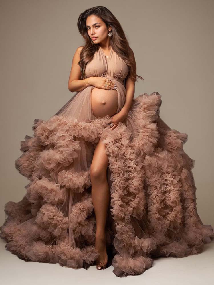 Fluffy Tulle Maternity Dress Maternity Dress With a Train, Suitable For Photo Shoots