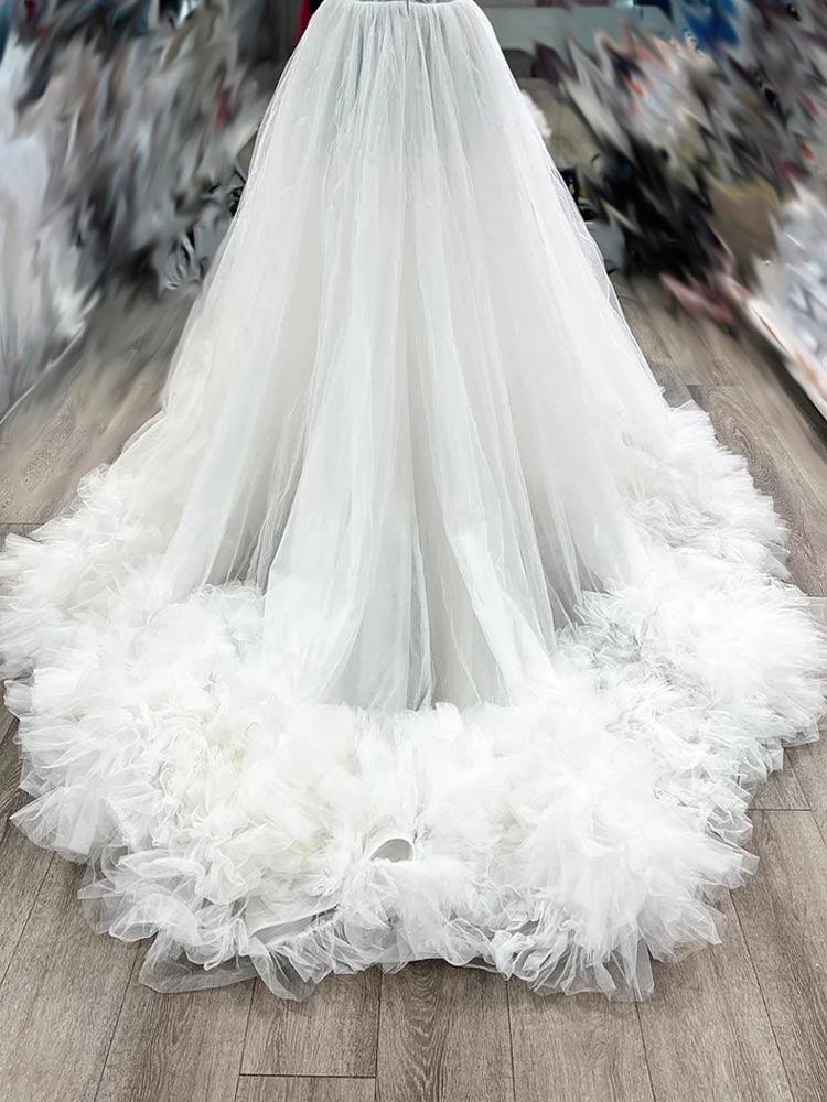 White Tulle Dress Multi-Layered Ruffled Tulle Wedding Dress Bridal Gown