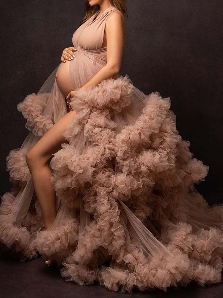 Fluffy Tulle Maternity Dress Maternity Dress With a Train, Suitable For Photo Shoots