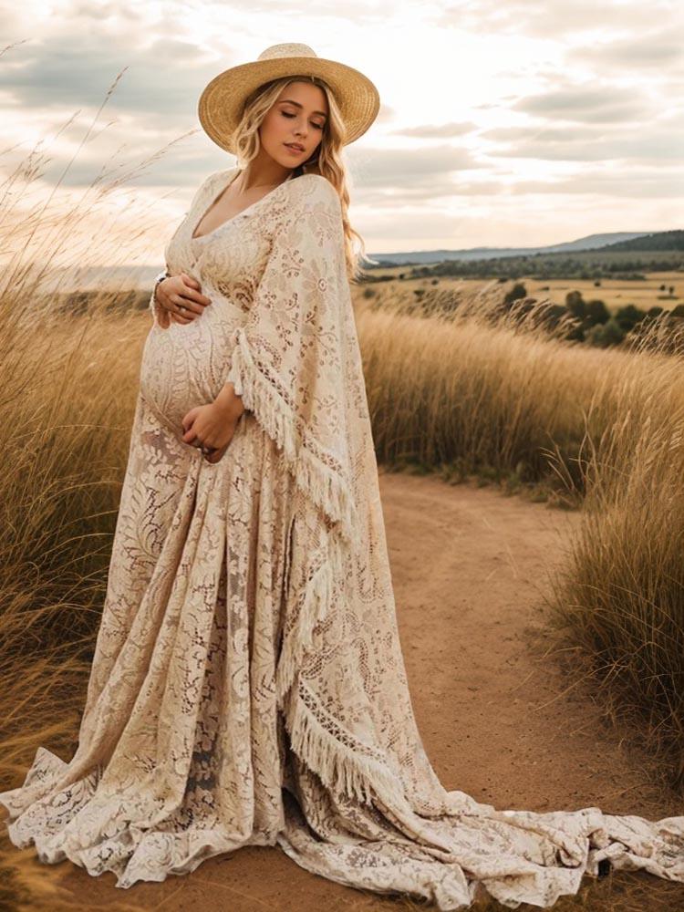 Maternity Outdoor Wear Bohemian Lace Maternity Dress, Suitable For Photo Taking