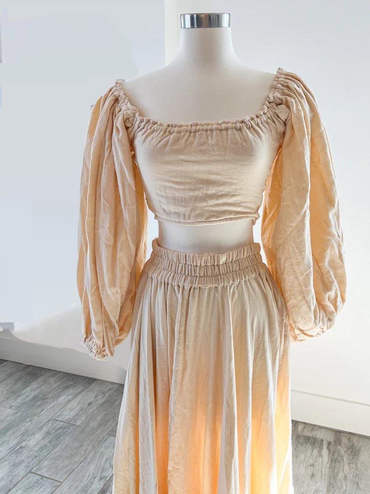 Plus Size Linen Dresses Bohemian Style Long Sleeve Two Piece Dress, Maternity Photography