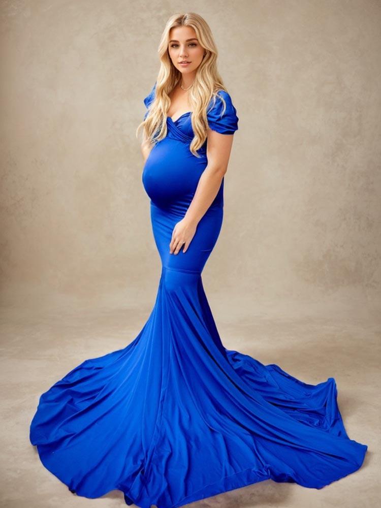 blue bodycon maternity dress Plus Size Mermaid Photography Baby Christening Dress