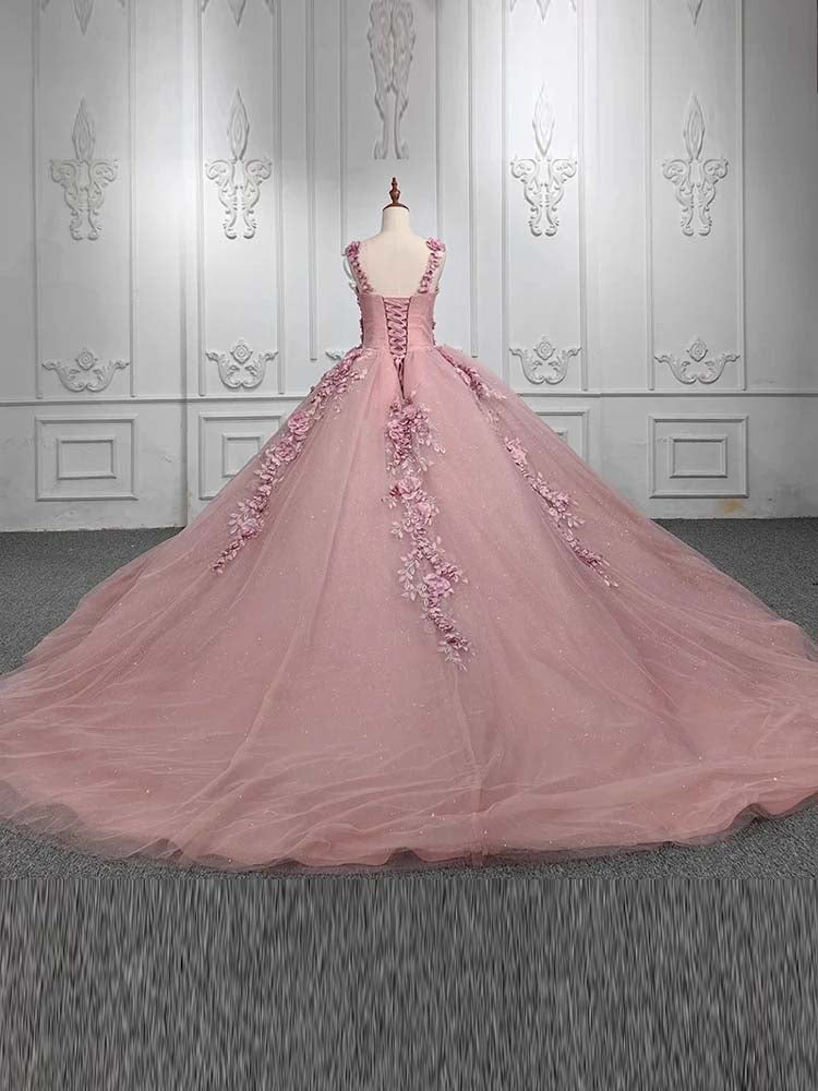 corset tulle dress Sexy 3D Flower Ball Gown