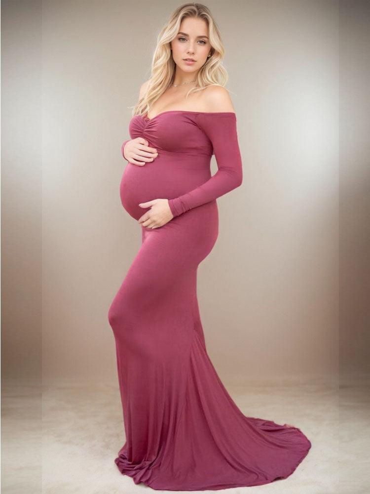 Maternity Mermaid Dress with a Train Baby Shower Evening Dress Suitable for Photoshoots