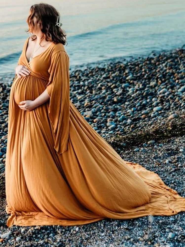 Bohemian Style Custom Plus Size Maternity Dress Photography Wear