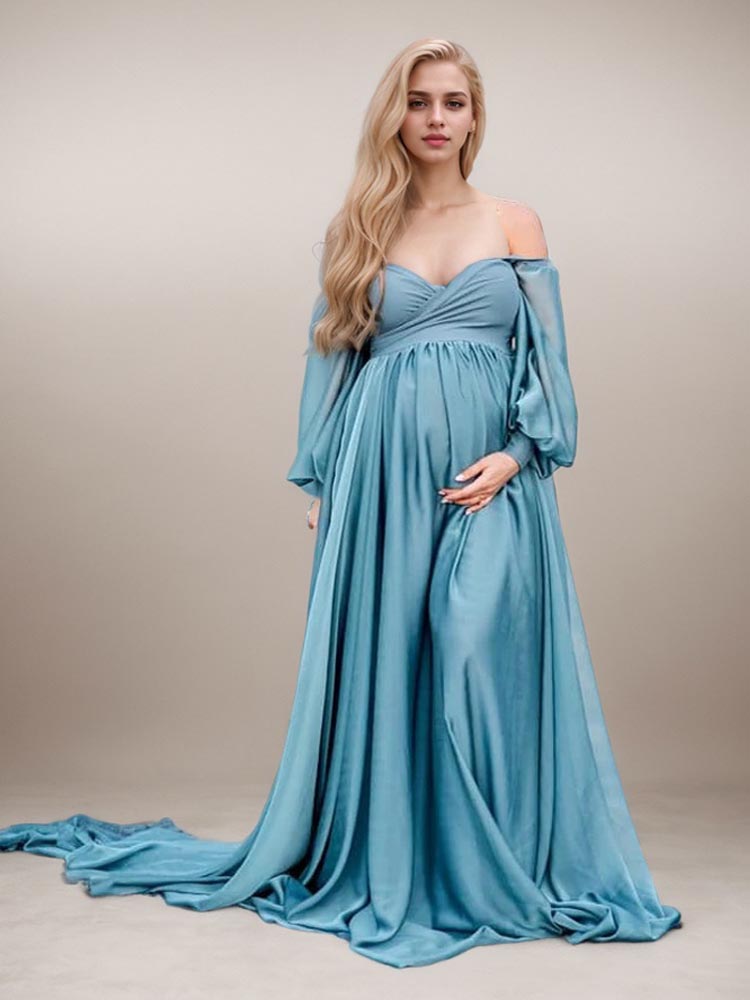 Blue Maternity Dresses For Baby Shower Maternity Midi Dress