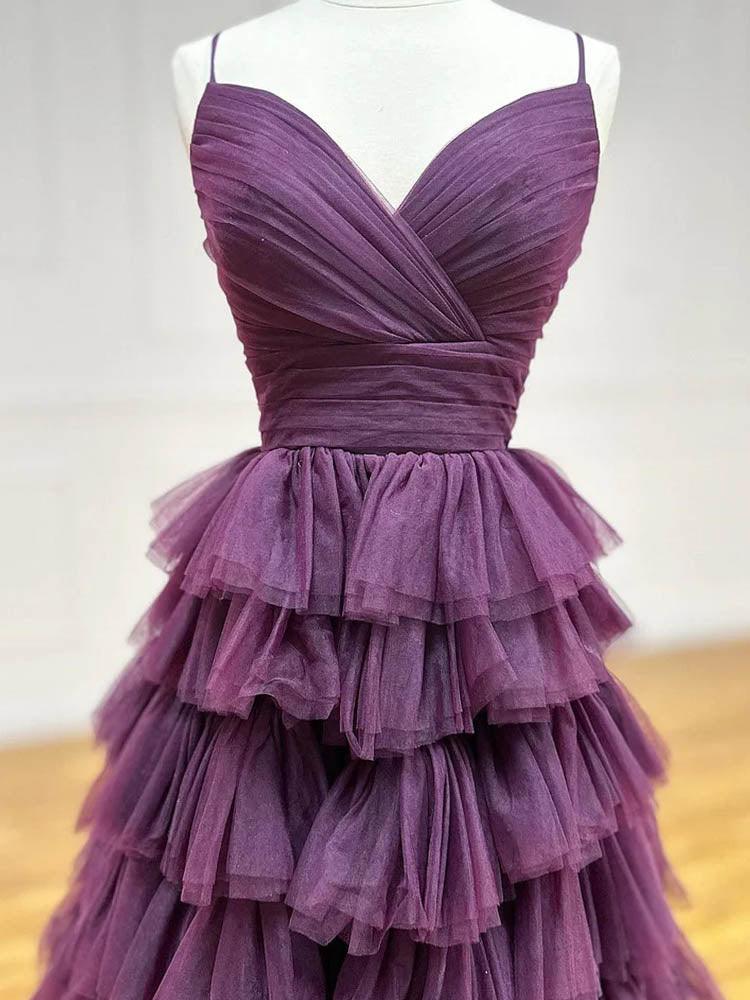 Maxi Dresses/Purple Tulle Evening Gown For Women Formal Prom