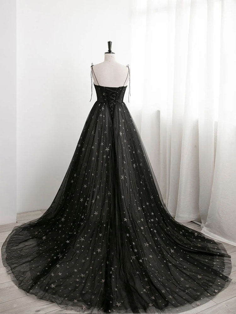 Black Tulle Prom Dress Star Shaped Corset Photography Dress