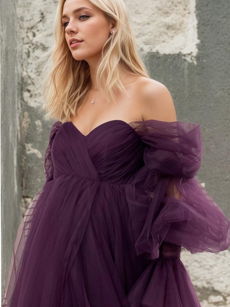 Maternity Purple Dress Customized Maternity Photoshoot Clothing Dress