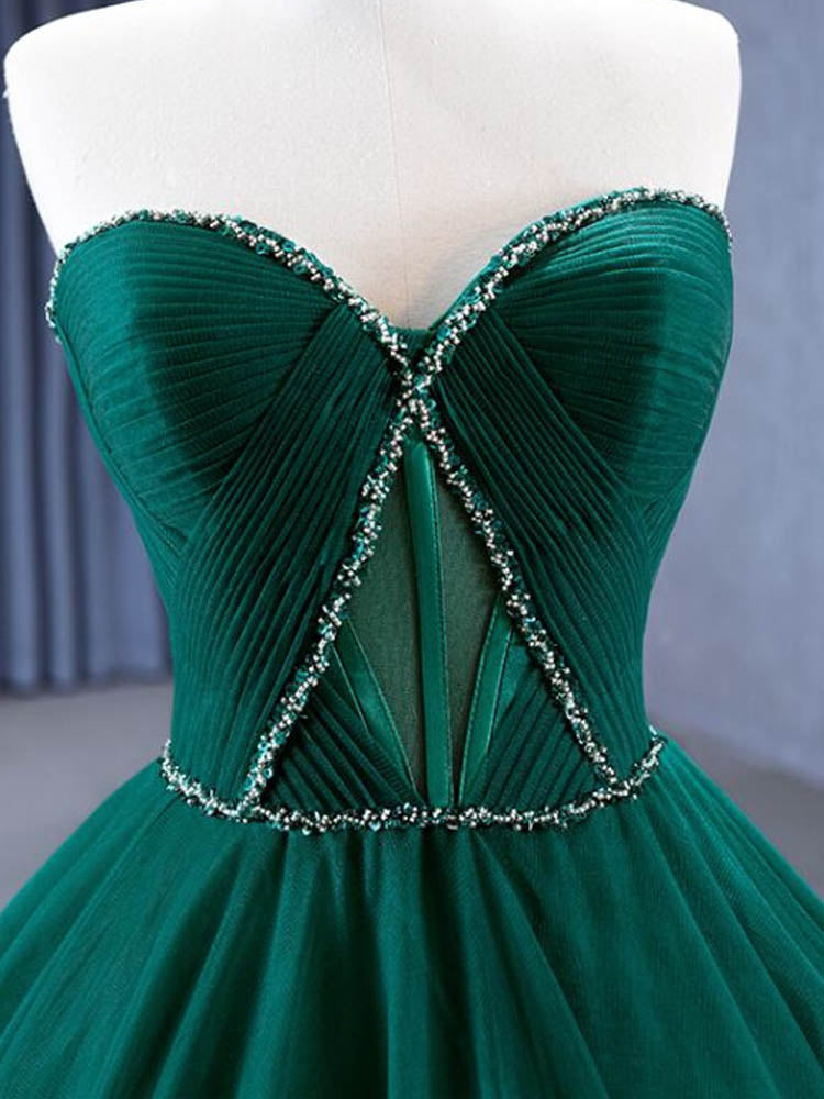 Emerald Green Quinceanera Dresses Off-The-Shoulder Tiered Ruffle Ball Gown