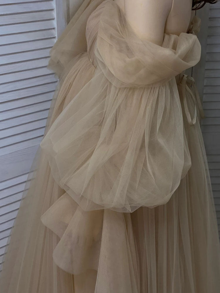 Maternity Tulle Dress Long Sleeve Maternity Baby Christening Dress Suitable For Photo Shoot