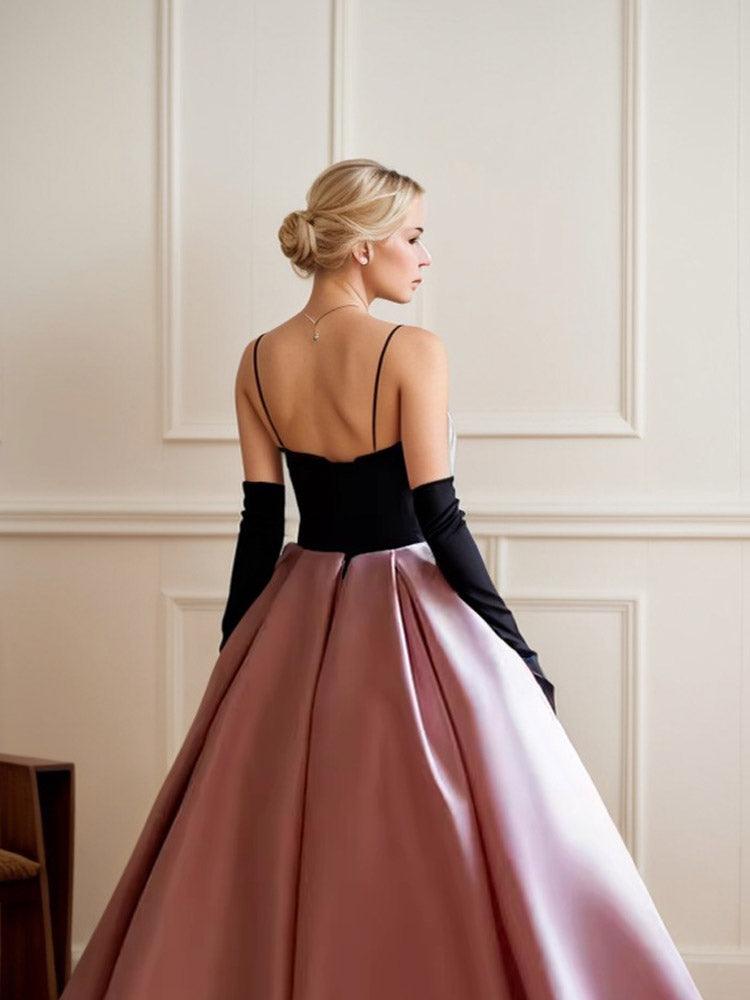 Panel Skirt  Pink Bow Satin Ball Gown Wedding Dress