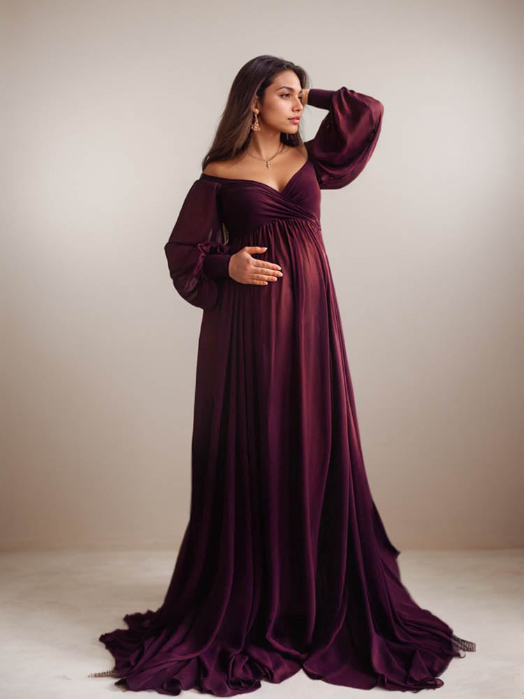 Women's Plus Size Bohemian Robe Long Sleeve Dress Suitable For Pregnant Women Photo shoot