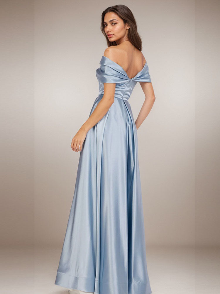 Blue Satin Dress Corset Ball Gown Formal Wear