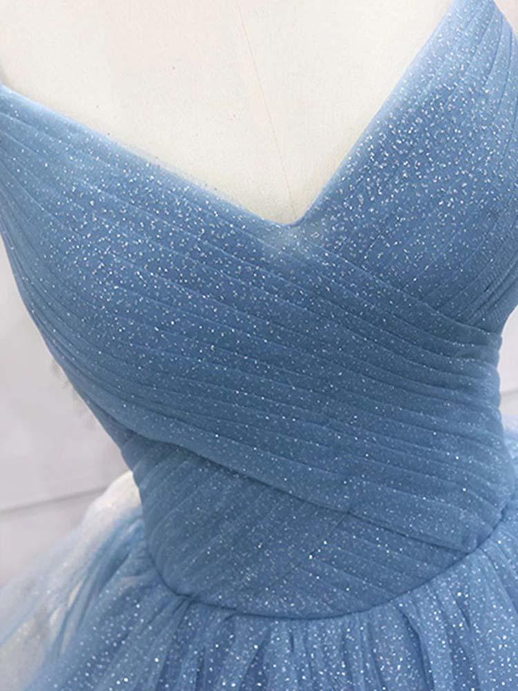 light blue quince dress /Glitter Tulle A-Line Ball Gown