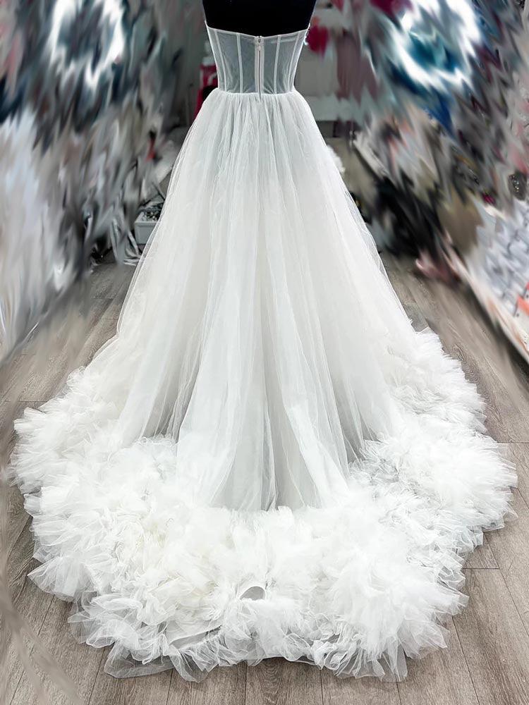 White Tulle Dress Multi-Layered Ruffled Tulle Wedding Dress Bridal Gown