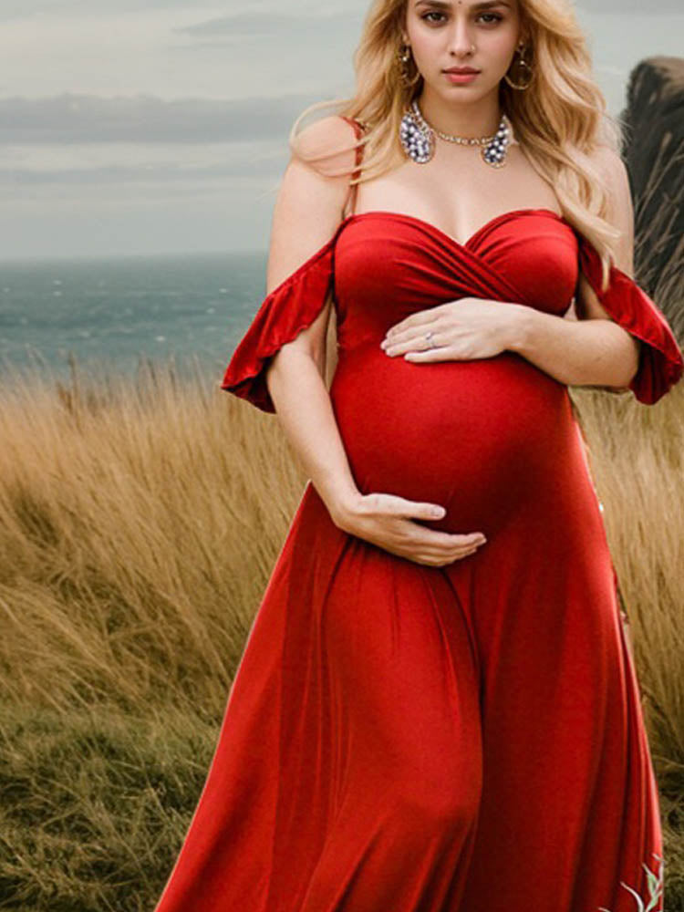 Maternity Knitted Dress Suitable For Photo Shoot Dress, Suitable For Baby Shower