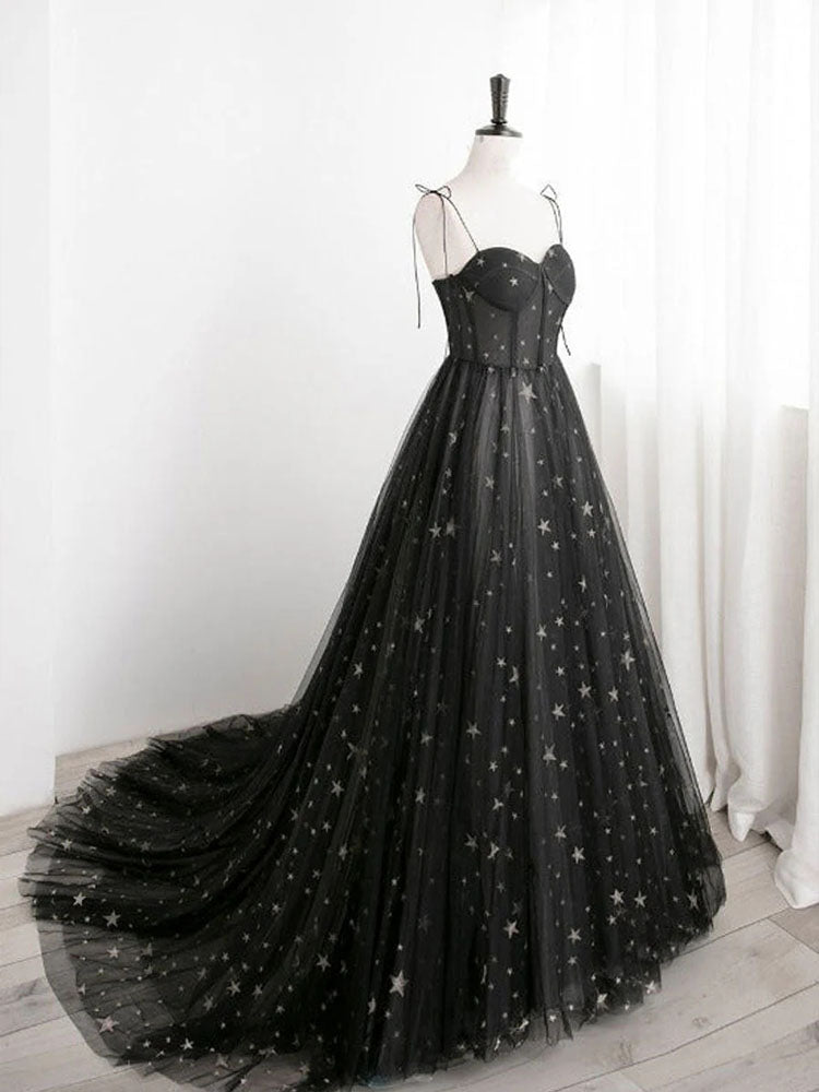 Black Tulle Prom Dress Star Shaped Corset Photography Dress