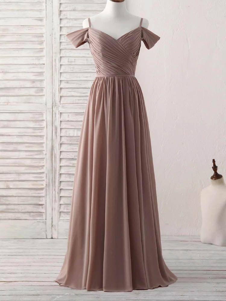 Long Chiffon Dress Spaghetti Strap A-Line Sweetheart Ball Gown