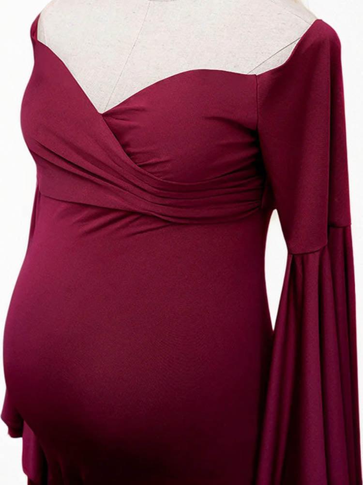 maternity clothes boutique   Mermaid trumpet sleeves maternity photoshoot frocks