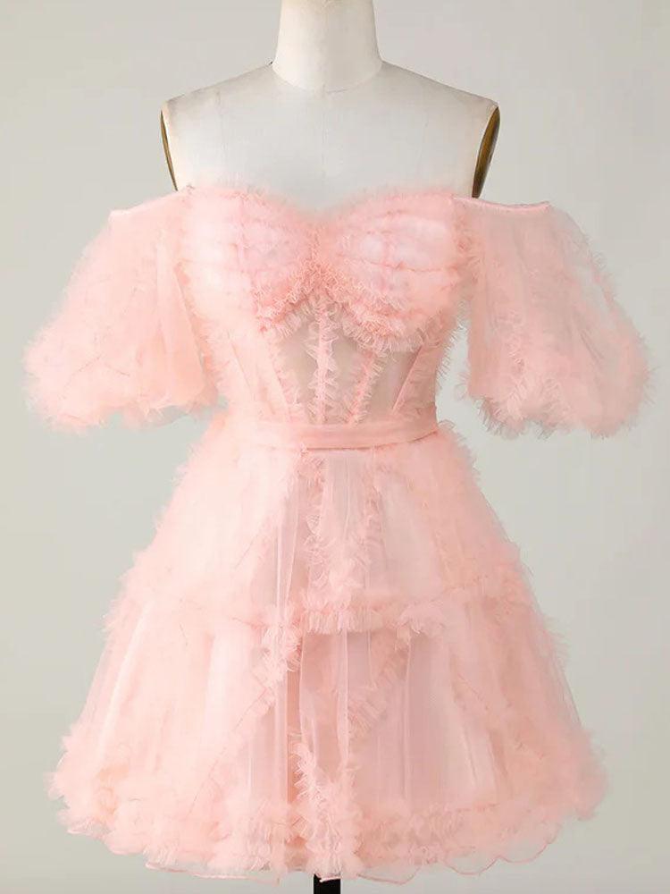 Hot Pink Mini Skirt Sweet Tulle Ball Gown with Corset