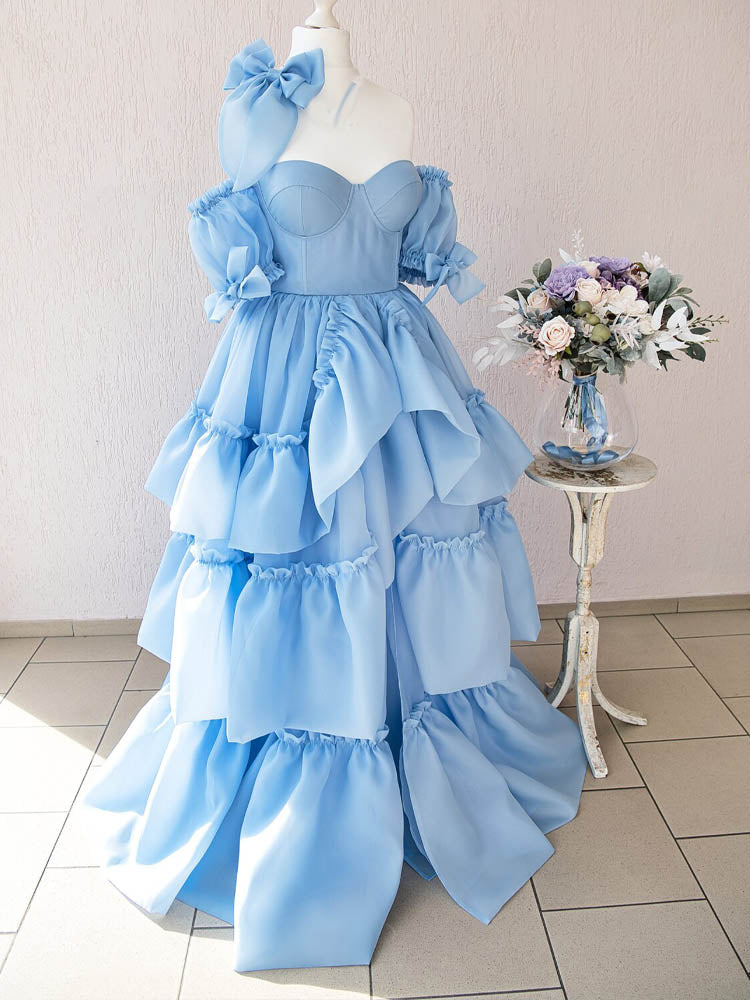 Off The Shoulder Maternity Dress Removable Long Sleeve Organza Photoshoot Dress