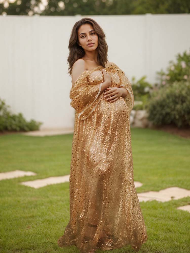 Maternity Sequin Dress Pregnant Women Evening Dress Suitable For Photo Shooting