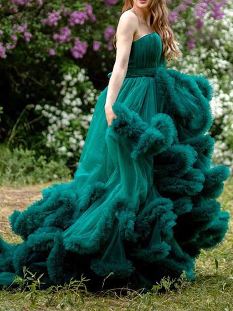 Maternity Evening Wear Dresses Tulle Maternity Dress Suitable For Photo Shoots Ruffled Photography dress